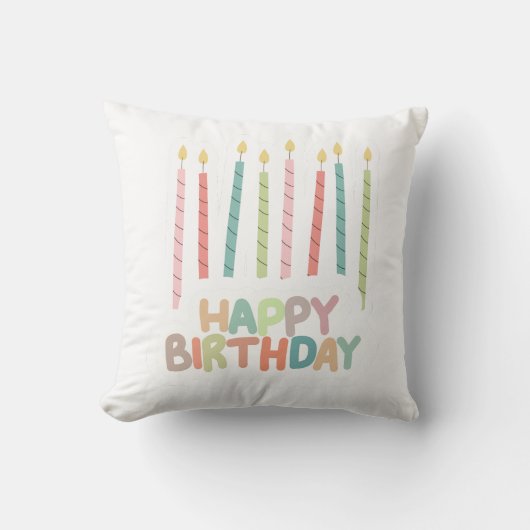 Happy Birthday with Candles Throw Pillow Kussen (Voorkant)