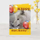 HAPPY BIRTHDAY wolf Kaart (Gele Bloem)