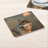 Happy Birthday Wolf Onderzetters (Schuin)