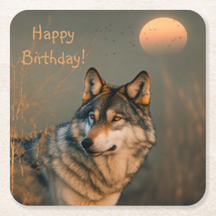 Happy Birthday Wolf Onderzetters