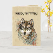 Happy Birthday Wolf, Wolves Poem Verse Kaart (Gele Bloem)