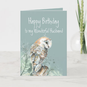 Happy Birthday Wonderful Huband Barn Owl Bedankkaart