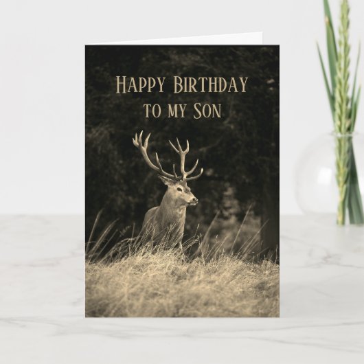 Happy Birthday Wonderful Son Deer Stag Kaart (Voorkant)