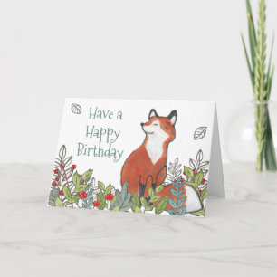 Happy Birthday Woodland Fox Modern Funny Kaart