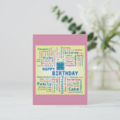 Happy Birthday Word Cloud Gift Cadeau Box Kaart (Staand voorkant)
