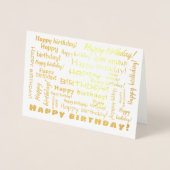 Happy Birthday Word Cloud Typografie Folie Kaarten (Voorkant)