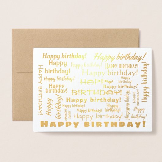 Happy Birthday Word Cloud Typografie Folie Kaarten (Voorkant met envelop)