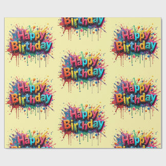 Happy Birthday Wrapping Paper – Bright Multicolor Cadeaupapier