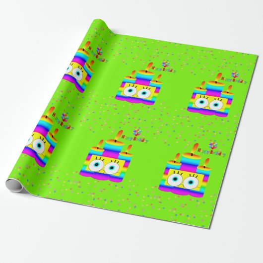 Happy Birthday Wrapping Paper Candles Confetti Cadeaupapier (Uitgerold)