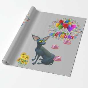 Happy Birthday Wrapping Paper Cat Lady Birthday Cadeaupapier