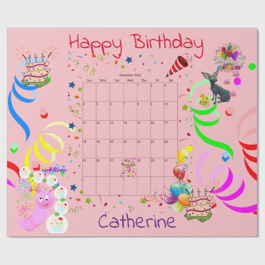 Happy Birthday Wrapping Paper December 2022 Cadeaupapier (Vlak)