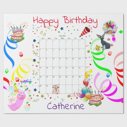 Happy Birthday Wrapping Paper, mei 2022 Cadeaupapier (Vlak)