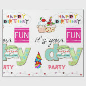 Happy Birthday Wrapping Papier FUN Cupcake (Vlak)