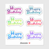 Happy Birthday x6 aangepaste vinyl Sticker zonder  (Vel)