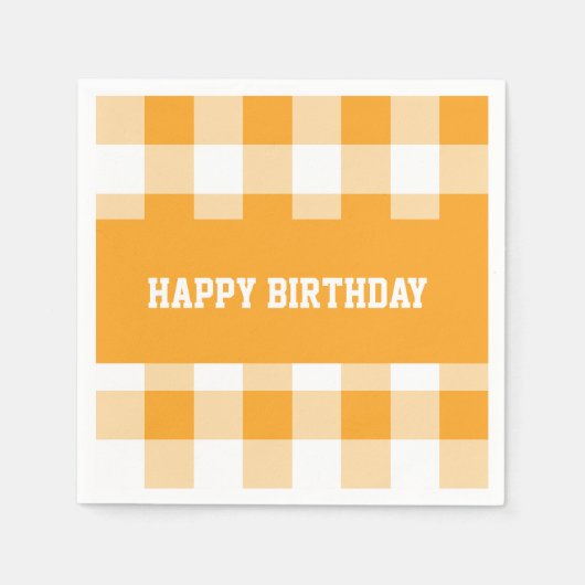 Happy Birthday Yellow Gingham Servet (Voorkant)