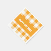 Happy Birthday Yellow Gingham Servet (Hoek)
