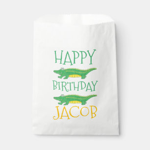 Happy Birthday Yellow Green Alligator Crocodile Bedankzakje