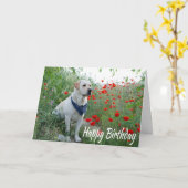 Happy Birthday Yellow Labrador Lab Puppy Dog Card Kaart (Gele Bloem)