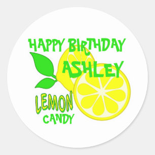 Happy Birthday Yellow Lemon Ronde Sticker