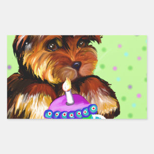 HAPPY BIRTHDAY YORKIE POO RECHTHOEKIGE STICKER
