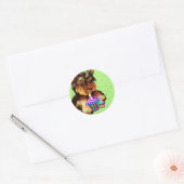 HAPPY BIRTHDAY YORKIE POO RONDE STICKER (Envelop)