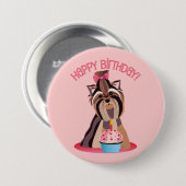 Happy Birthday Yorkie Ronde Button 7,6 Cm (Voorkant /achterkant)