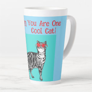 Happy Birthday You Cool Tabby Cat Mannen man Latte Mok