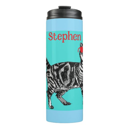 Happy Birthday You Cool Tabby Cat Mannen man Thermosbeker (Voorkant)