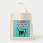 Happy Birthday You Cool Tabby Cat Mannen man Tote Bag (Voorkant)