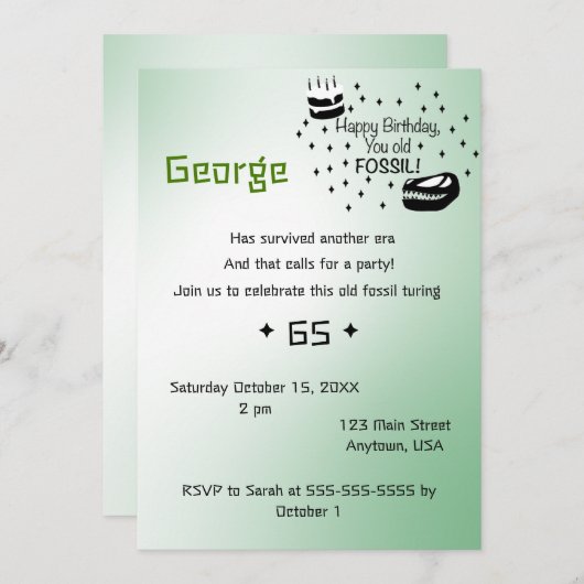 Happy Birthday you old fossil Invitation Kaart (Voorkant / Achterkant)