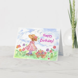 Happy Birthday Young Girl Summer Meadow Card Kaart