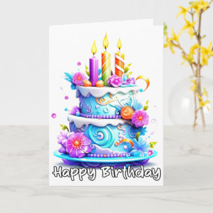 Happy Birthday Yummy Party Cake Kaart