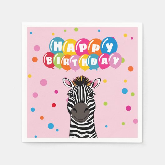 Happy Birthday Zebra Servet (Voorkant)