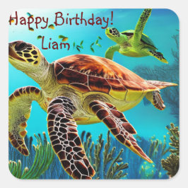 Happy Birthday Zee Turtle Stickers