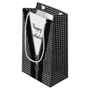 Happy Birthday Zipper op Gingham Klein Cadeauzakje