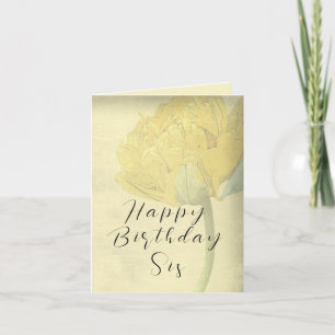 Happy Birthday Zis Zuster Kaart Tulip Yellow Love