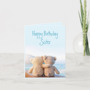 Happy Birthday Zister Cute Sister Teddy Bears Kaart