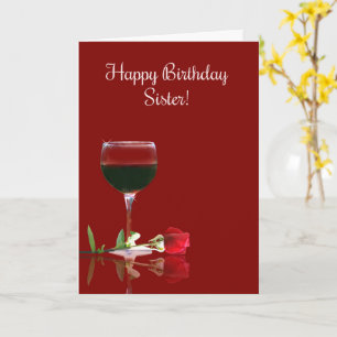 Happy Birthday Zister Funny Wine Thlek Card Kaart