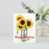 Happy Birthday Zonnebloemen Boeket Briefkaart (Staand voorkant)