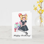 Happy Birthday (zwart) Kaart (Gele Bloem)