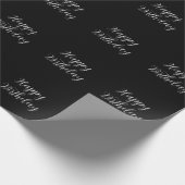 Happy Birthday Zwart Wit Minimalist Modern Schatti Cadeaupapier (Hoek)