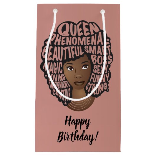 Happy Birthday, zwarte vrouwen aanmoedigen, roze Klein Cadeauzakje (Voorkant)