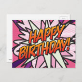 HAPPY BIRTHDAYComic Book Pop Art Briefkaart (Voorkant / Achterkant)