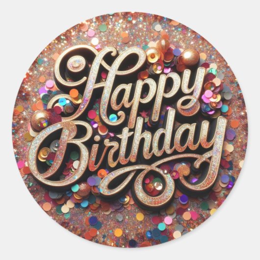 Happy Birthdayirthday Glittere Sticker (Voorkant)