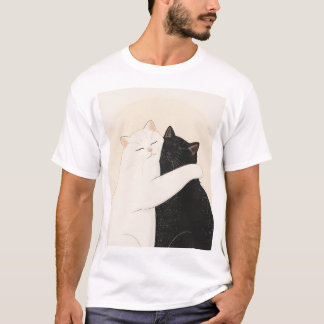 Happy Black and White Cat Knuffel T-shirt