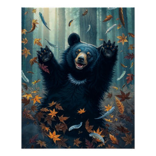 Happy Black Beer gooien bladeren Perfect Poster