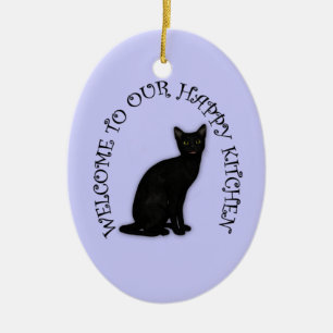 Happy Black Cat 2 Hanging Kitchen Ornament