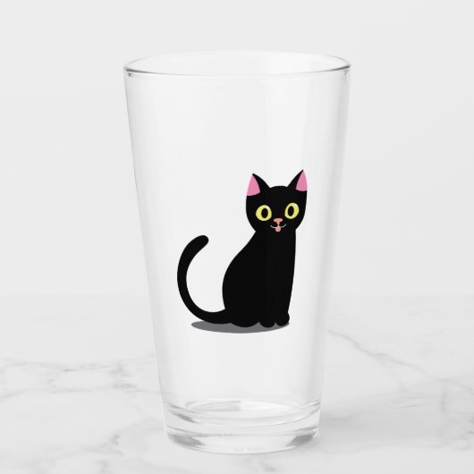 Happy Black Cat Cartoon Glas (Voorkant)