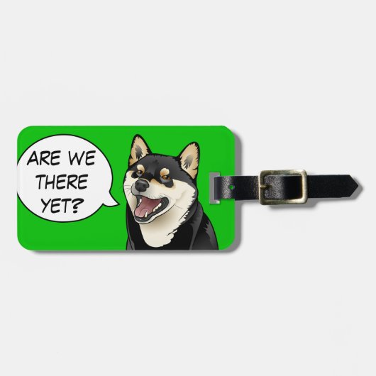 Happy black en tan Shiba Inu Dog  Label Bagagelabel (Voorkant horizontaal)