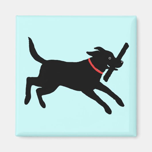 Happy Black Labrador Retriever | Zwart lab gebruik Magneet (Voorkant)